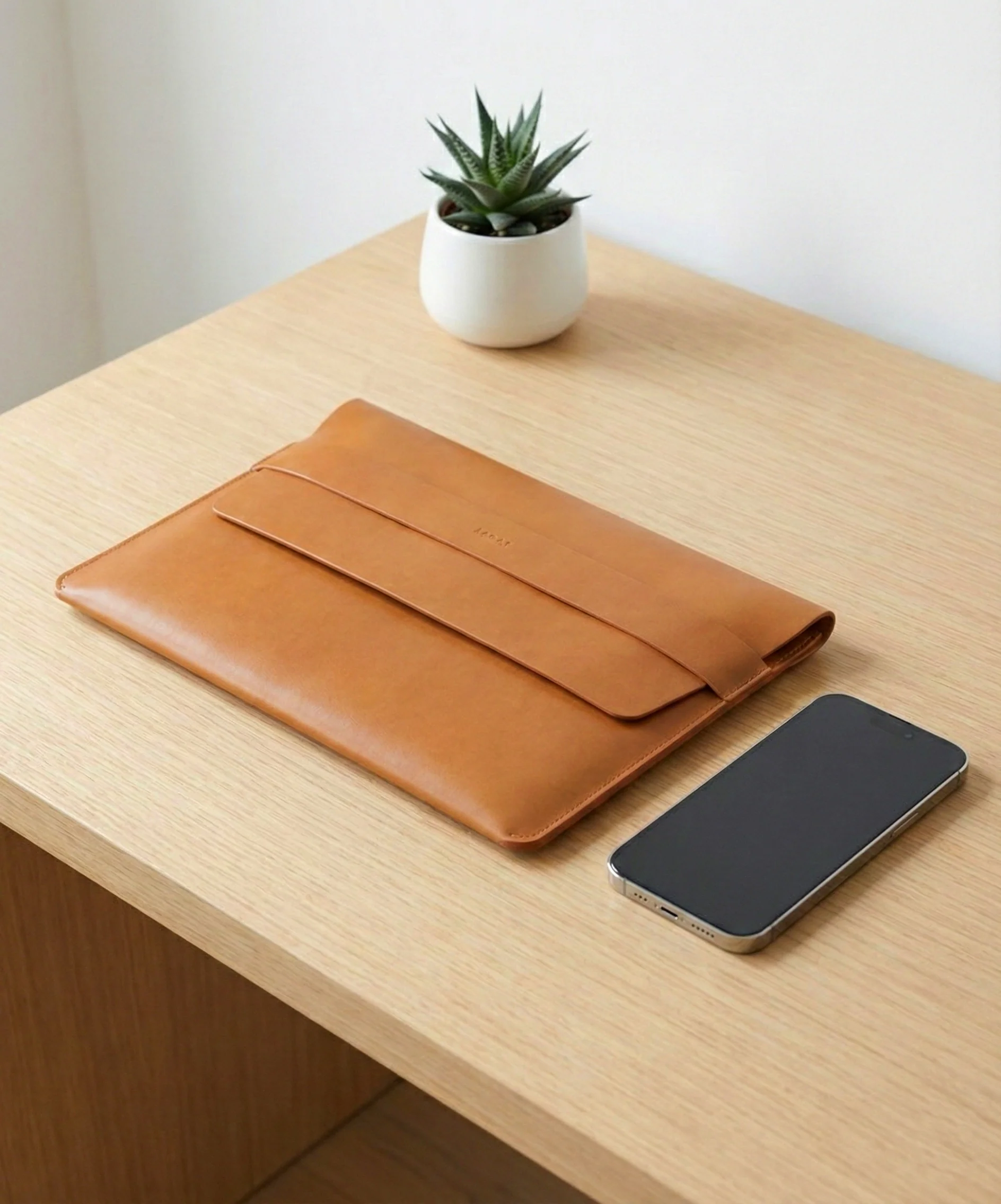 Atlas -Tan Leather Mcbook Sleeve - Image 3